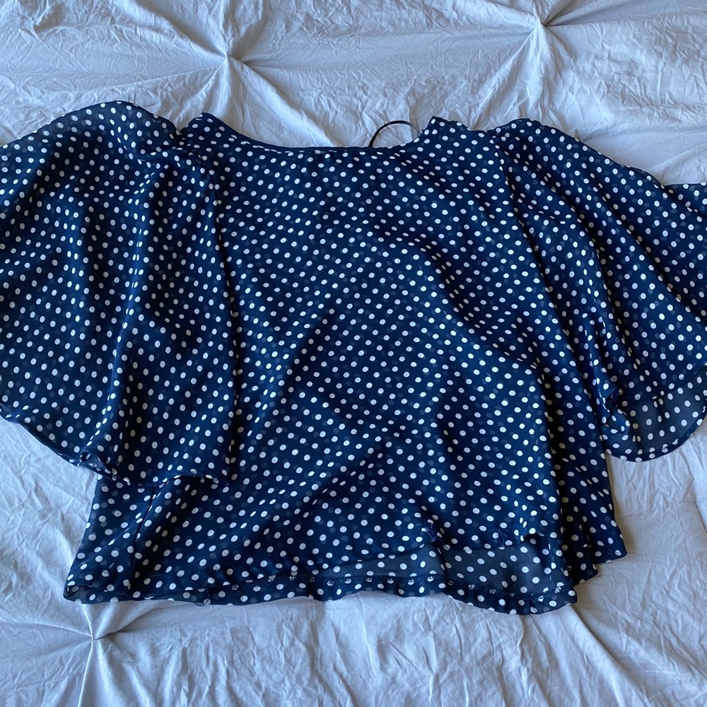 flowy polka dot mesh shirt